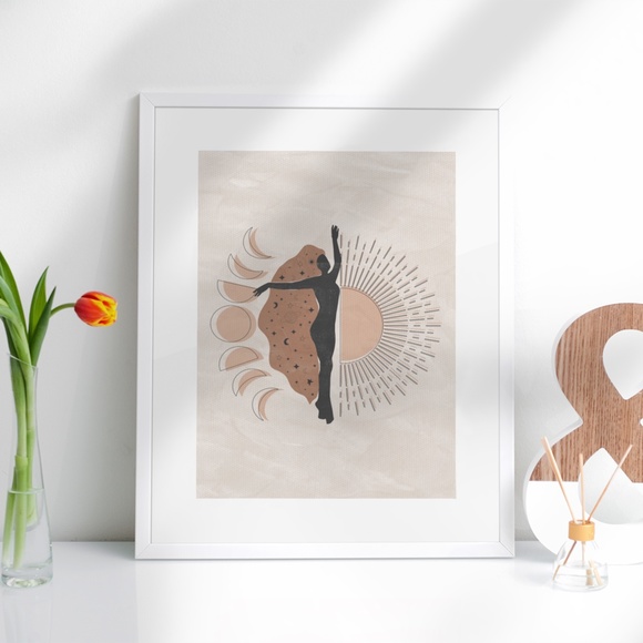 Wall Art Bohemian Woman Silhouette Celestial Print Poater Unframed - Picture 6 of 16